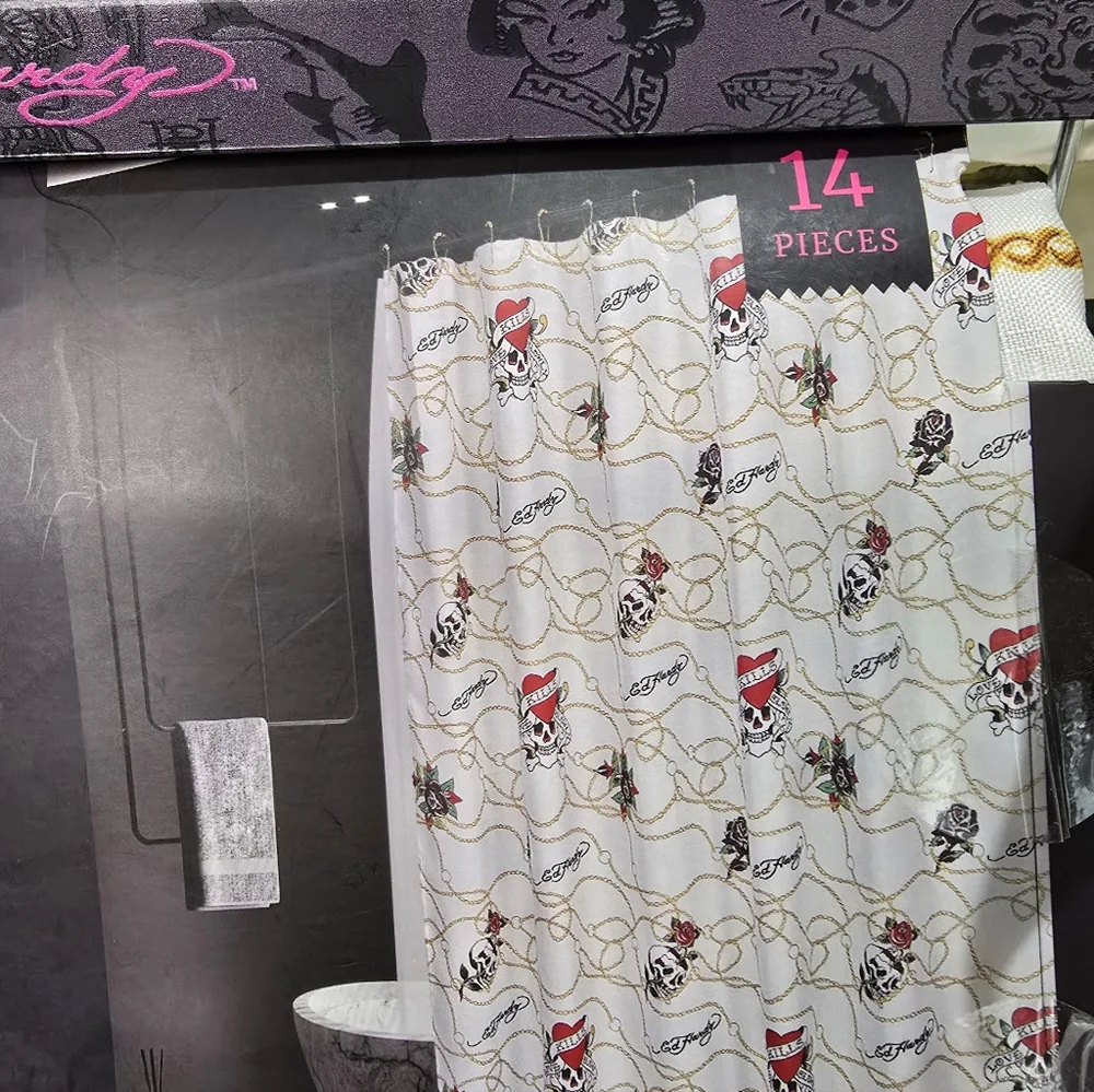 Ed Hardy 14i piece shower curtain set New